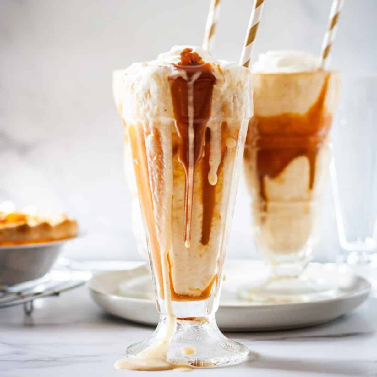 A pumpkin share recipe with leftover pumpkin pie is the perfect milkshake.