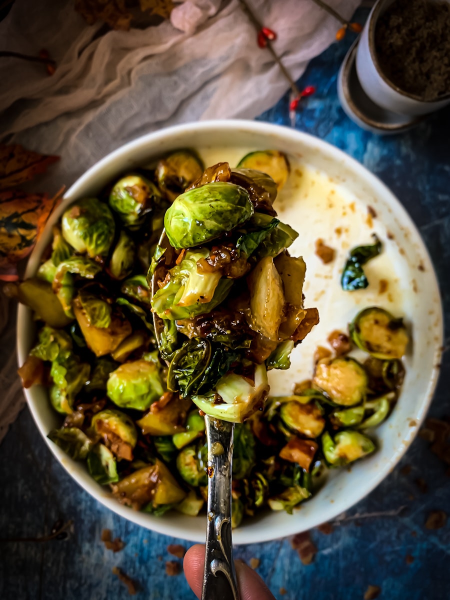Brussel sprouts with bacon and sherry vinaigrette